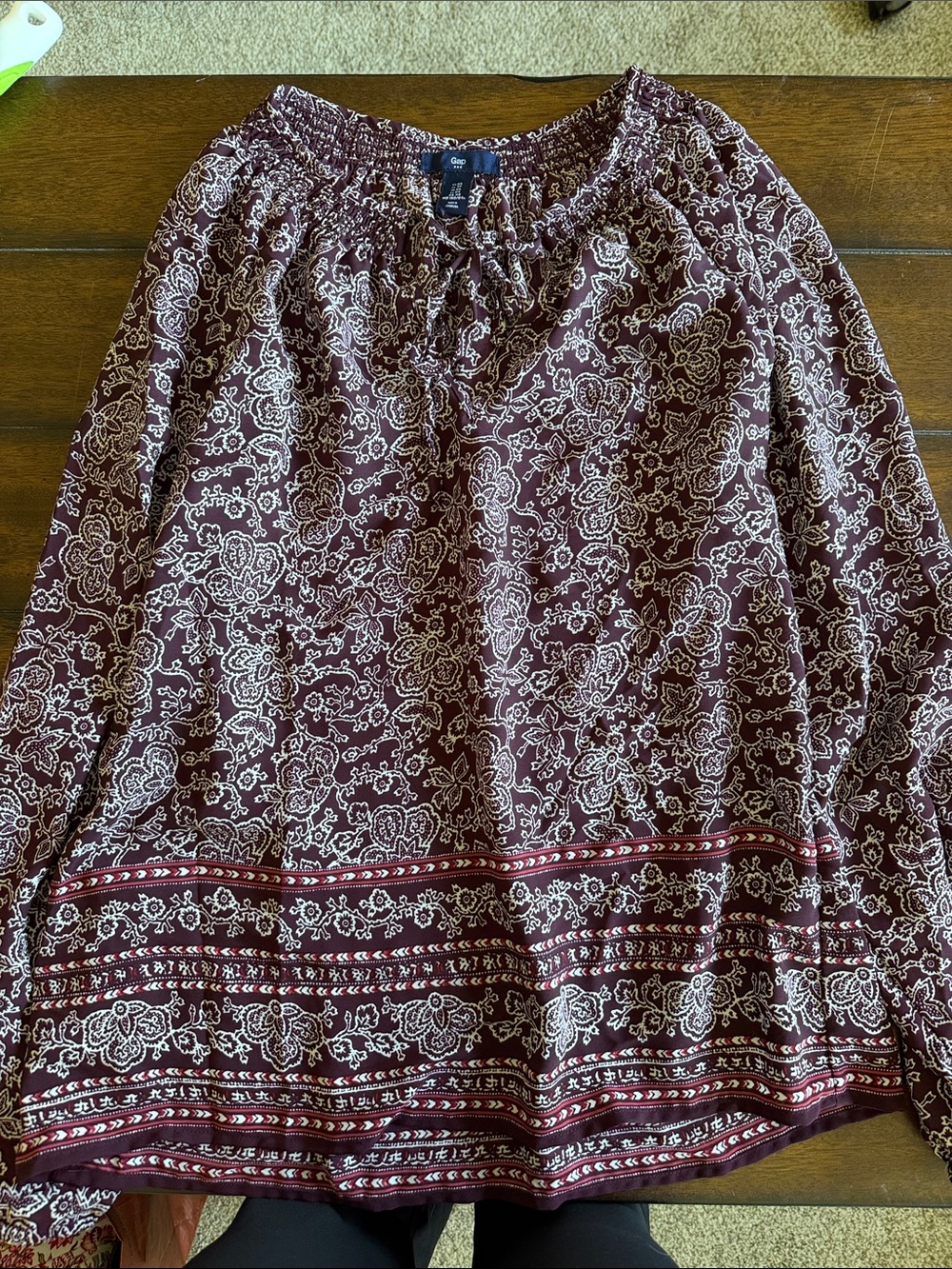 GAP Burgundy Floral A-Line Boho Skirt
